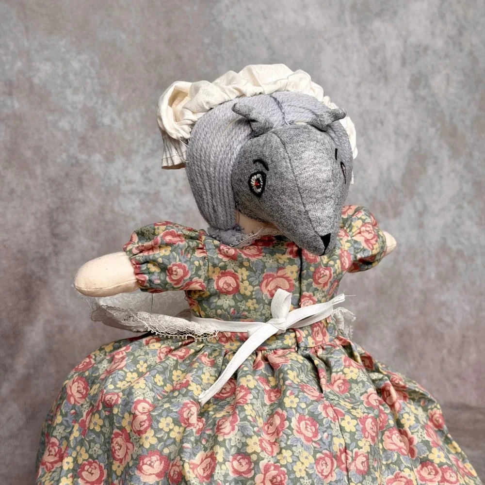 Vintage Topsy Turvy Reversible Doll Red Riding Hood Grandmother Wolf Handmade